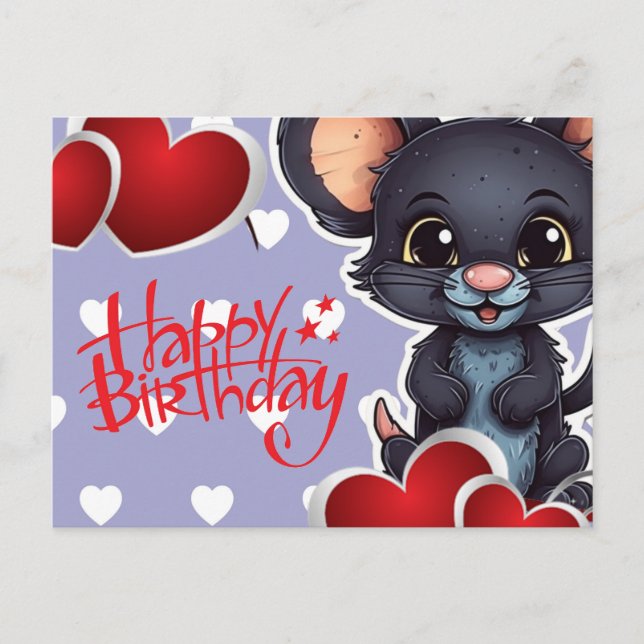 Postal Happy birthday! souris (Anverso)