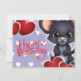 Postal Happy birthday! souris