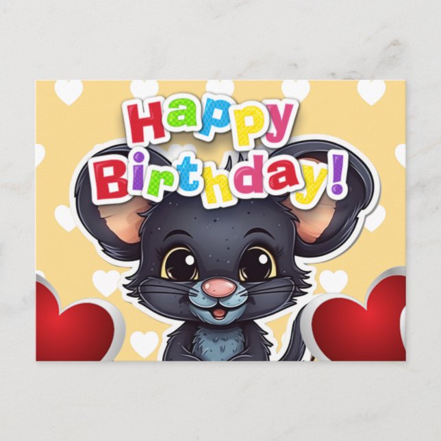 Postal Happy birthday! souris (Anverso)
