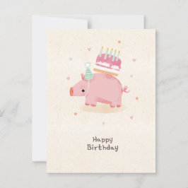 Postal Happy birthday stealing piglet