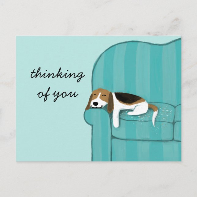 Postal Happy Couch Beagle | Personalizado de perros calle (Anverso)