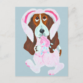 Postal Happy Easter Basset Hound Easter Bunny
