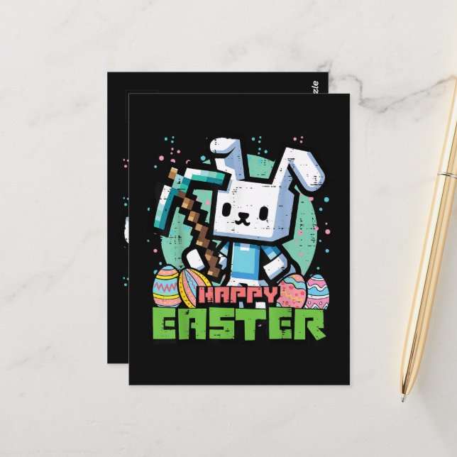 Postal Happy Easter Bunny Pixel Game  (Anverso/Reverso In Situ)