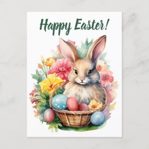 Postal Happy Easter Bunny Watercolor