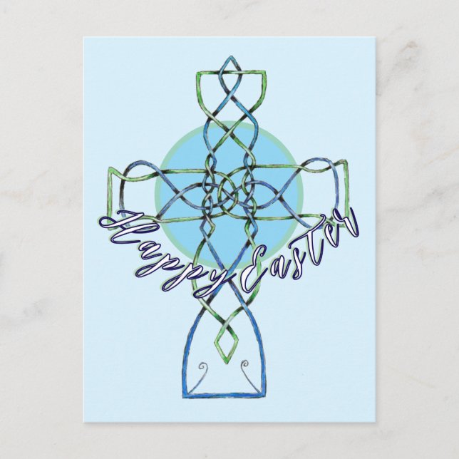 Postal Happy Easter Celtic Knot Cross Postcard (Anverso)