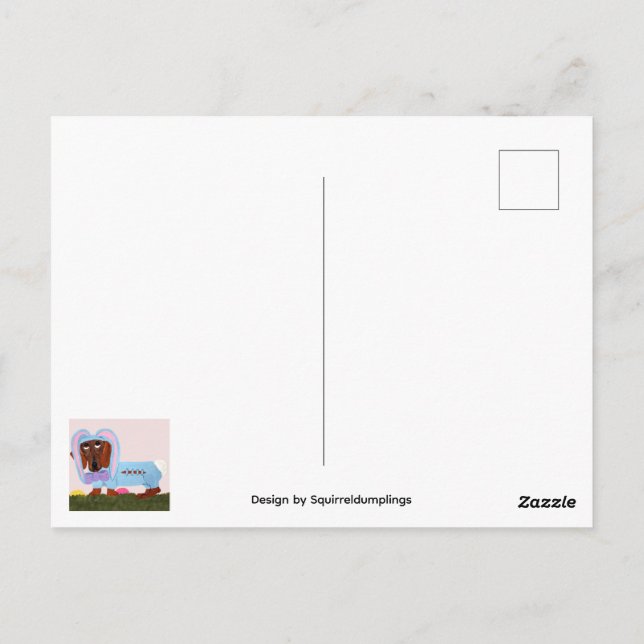 Postal Happy Easter Dachshund Easter Bunny card (Reverso)