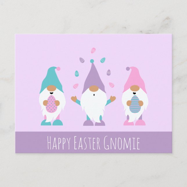 Postal Happy Easter Gnomie Juggls Easter Eggcard (Anverso)