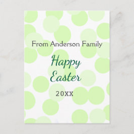 Postal Happy Easter gray green polka dots family name