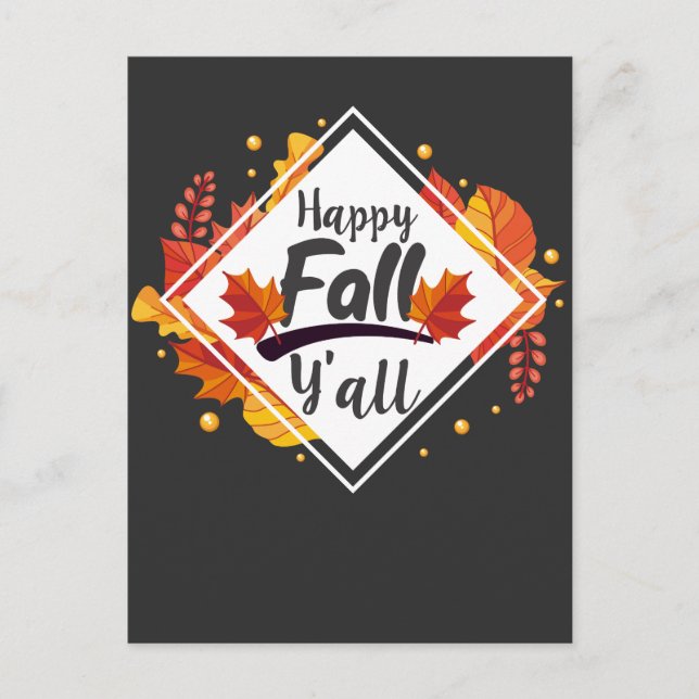 Postal Happy Fall Yall Season Autums Leaves (Anverso)