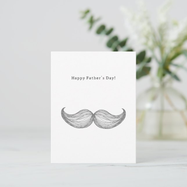 Postal Happy Father's Day Quote Moustache Mustache Card (Anverso de pie)