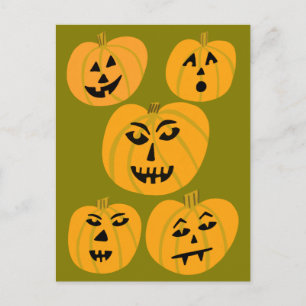 Postal HAPPY HALLOWEEN Calabazas Jack-O-Lanterns