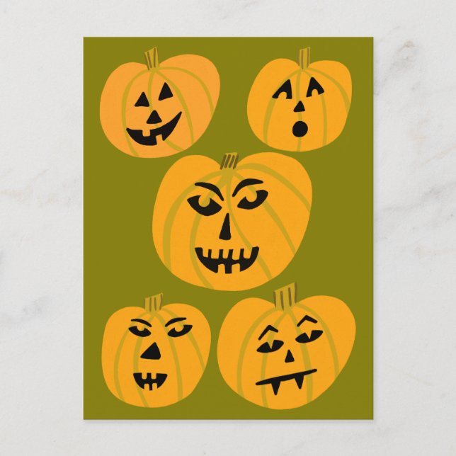 Postal HAPPY HALLOWEEN Calabazas Jack-O-Lanterns (Anverso)