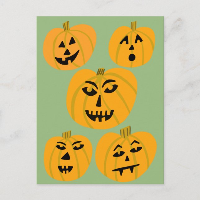 Postal HAPPY HALLOWEEN Calabazas Jack-O-Lanterns (Anverso)