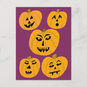 Postal HAPPY HALLOWEEN Calabazas Jack-O-Lanterns