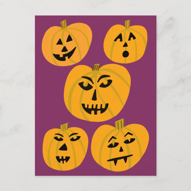 Postal HAPPY HALLOWEEN Calabazas Jack-O-Lanterns (Anverso)