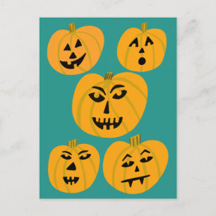 Postal HAPPY HALLOWEEN Calabazas Jack-O-Lanterns