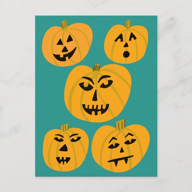 Postal HAPPY HALLOWEEN Calabazas Jack-O-Lanterns (Anverso)