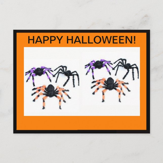 POSTAL HAPPY HALLOWEEN POSTCARD CON ESPIDERAS DE MIEDO (Anverso)
