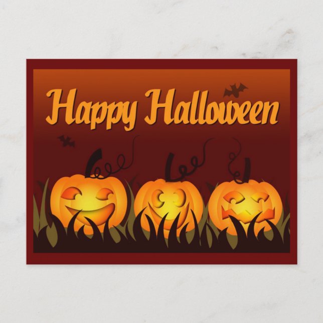 Postal Happy Halloween - Pumpkins (Anverso)