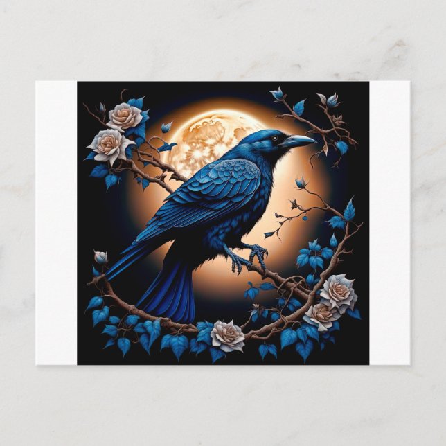 Postal Happy Halloween Ravens And Roses (Anverso)