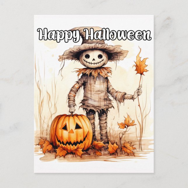 Postal Happy Halloween Scarecrow (Anverso)