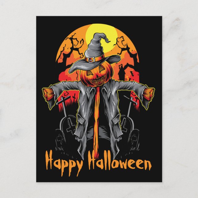 Postal Happy Halloween Scarecrow (Anverso)