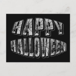 Postal Happy Halloween Spiders & Spider Web Text Postcard
