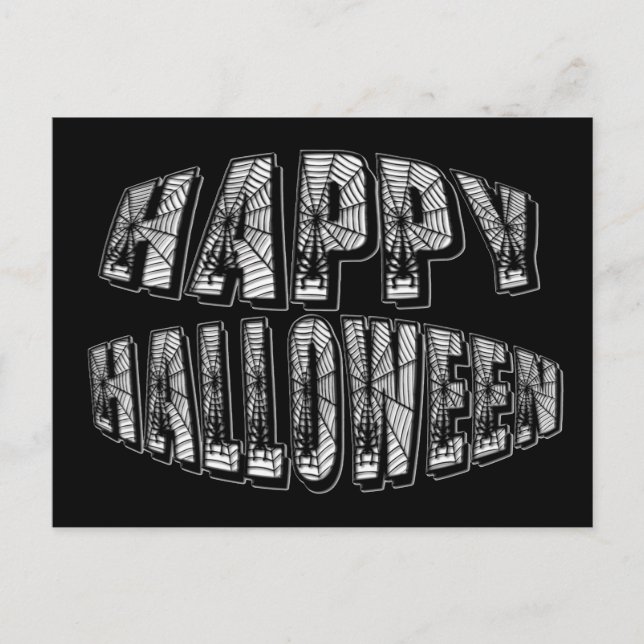 Postal Happy Halloween Spiders & Spider Web Text Postcard (Anverso)