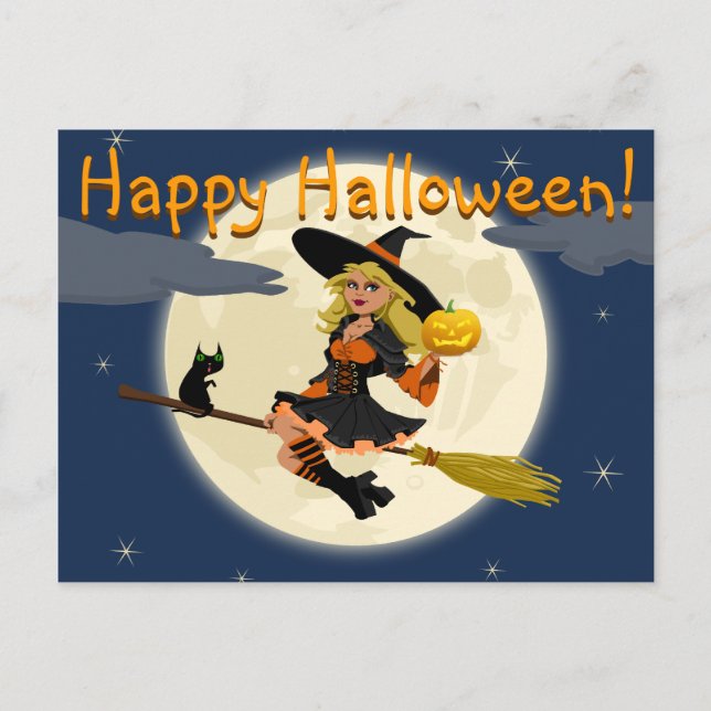 Postal Happy Halloween Witch Postcard (Anverso)