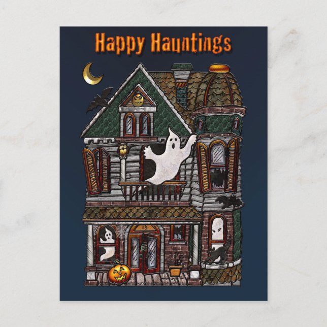 Postal Happy Hauntings Haunted House Post Card (Anverso)