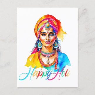 Postal Happy Holi Woman