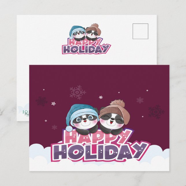 Postal Happy Holiday Panda (Anverso / Reverso)