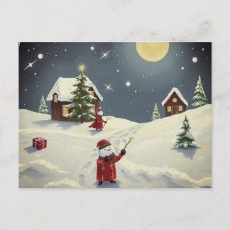 Postal Happy Holiday Snow Landscape card 