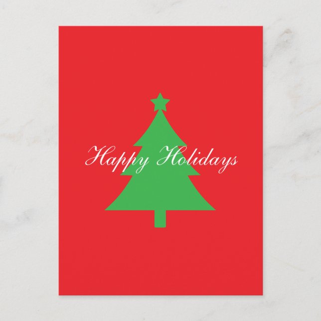 Postal Happy Holidays Bright Red Christmas New Year (Anverso)