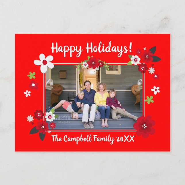 Postal Happy Holidays Custom Name and Photo (Anverso)