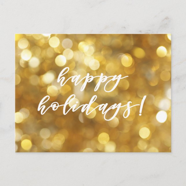 Postal Happy Holidays Gold Sparkles Navidad Postcard (Anverso)