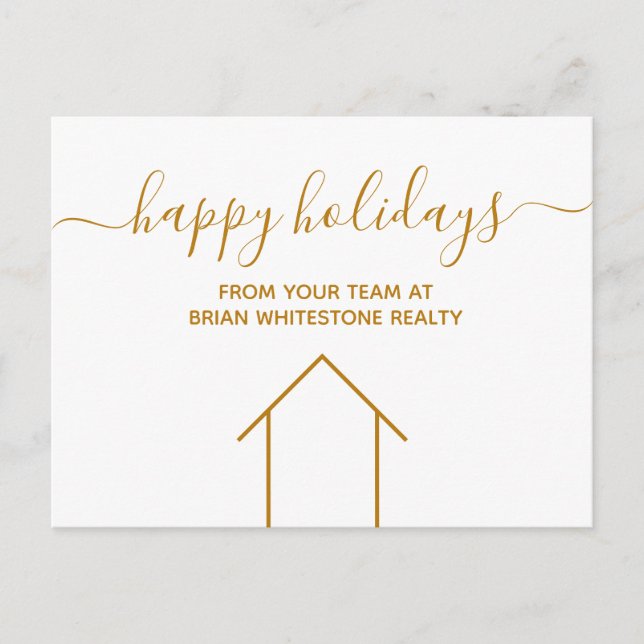 Postal Happy Holidays Real Estate Company Gold Corporate (Anverso)