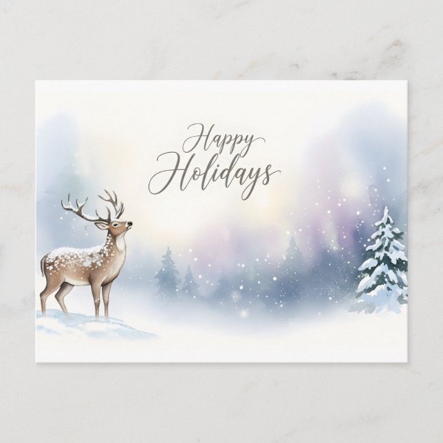 Postal Happy Holidays Winter Woodland Greeting (Anverso)