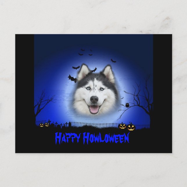Postal Happy Howloween Husky (Anverso)