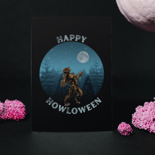 Postal HAPPY HOWLOWEEN Werewolf aullando halloween