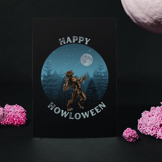 Postal HAPPY HOWLOWEEN Werewolf aullando halloween (Subido por el creador)