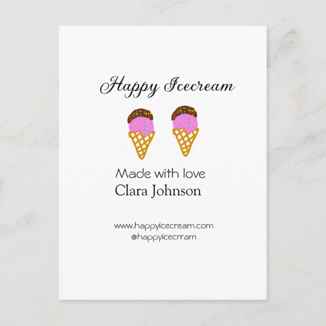 Postal Happy Icecream agrega nombre a la página web de me (Anverso)