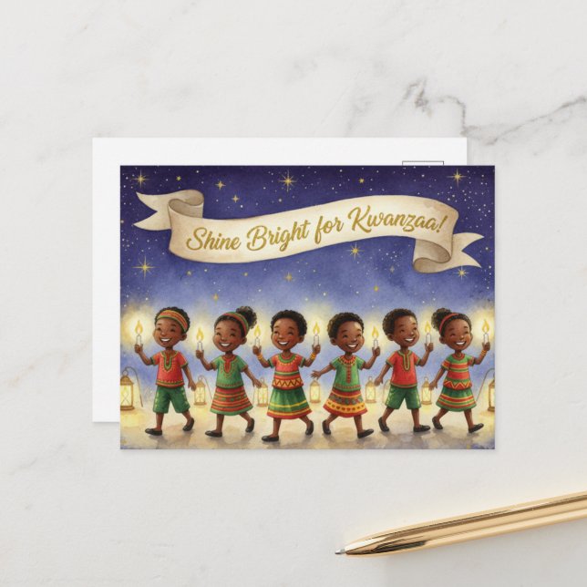 Postal Happy Kwanzaa Kinara Postcard (Anverso/Reverso In Situ)