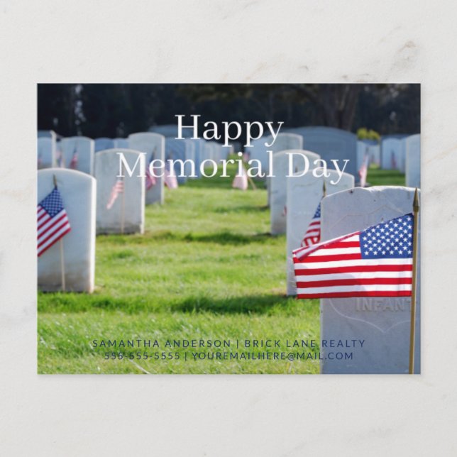Postal Happy Memorial Day Real Estate Bandera Postcard (Anverso)