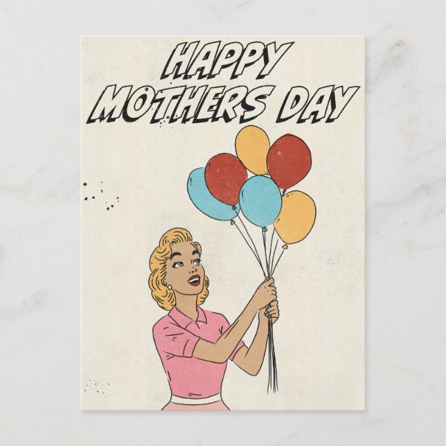 Postal Happy mothers Day Balloons  (Anverso)