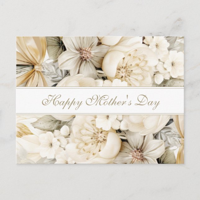 Postal Happy Mother's Day Vanilla cream Floral script (Anverso)