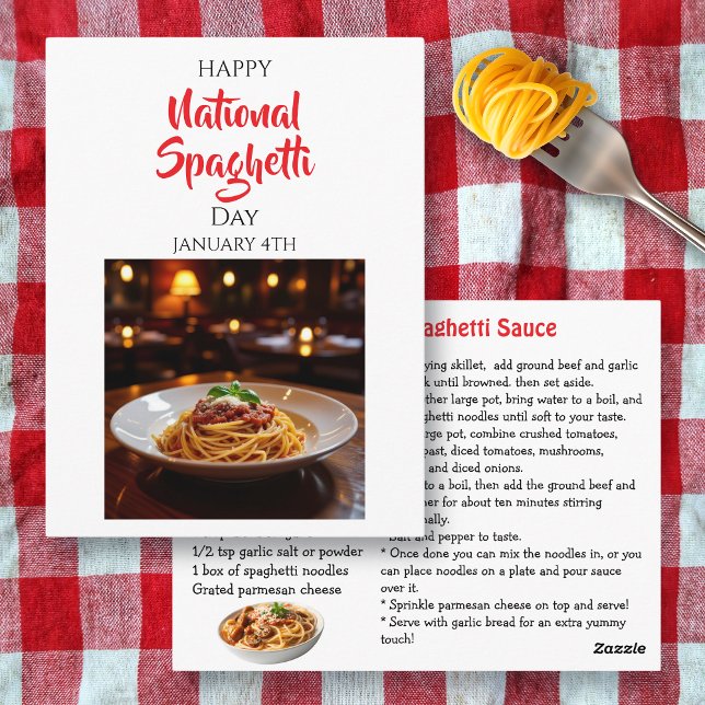 Postal Happy National Spaghetti Day | January 4th (Subido por el creador)