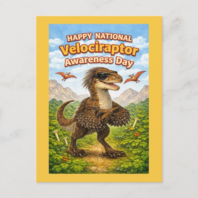 Postal Happy National Velociraptor Awareness Day – Funny  (Anverso)