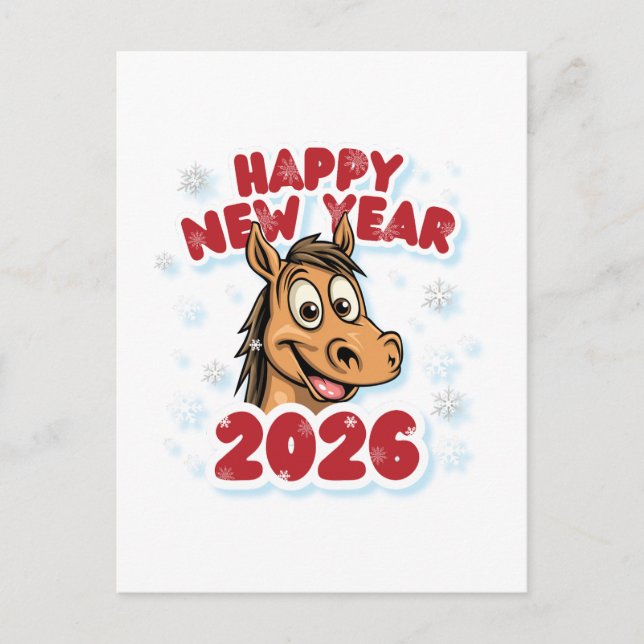 Postal Happy New Year 2026: Year of the Horse Mascot (Anverso)