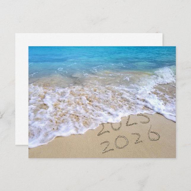 Postal Happy New Year Beach (Anverso / Reverso)